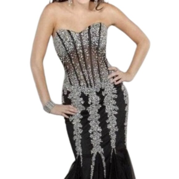 NWT Jovani 5908SC Tulle Evening Dresses Red size 0 - Picture 2 of 4